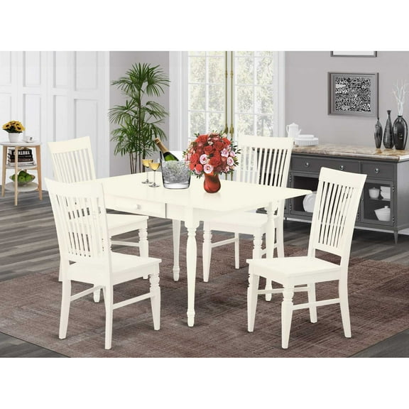 East West Furniture Dining Room Set Linen White, MZWE5-LWH-W