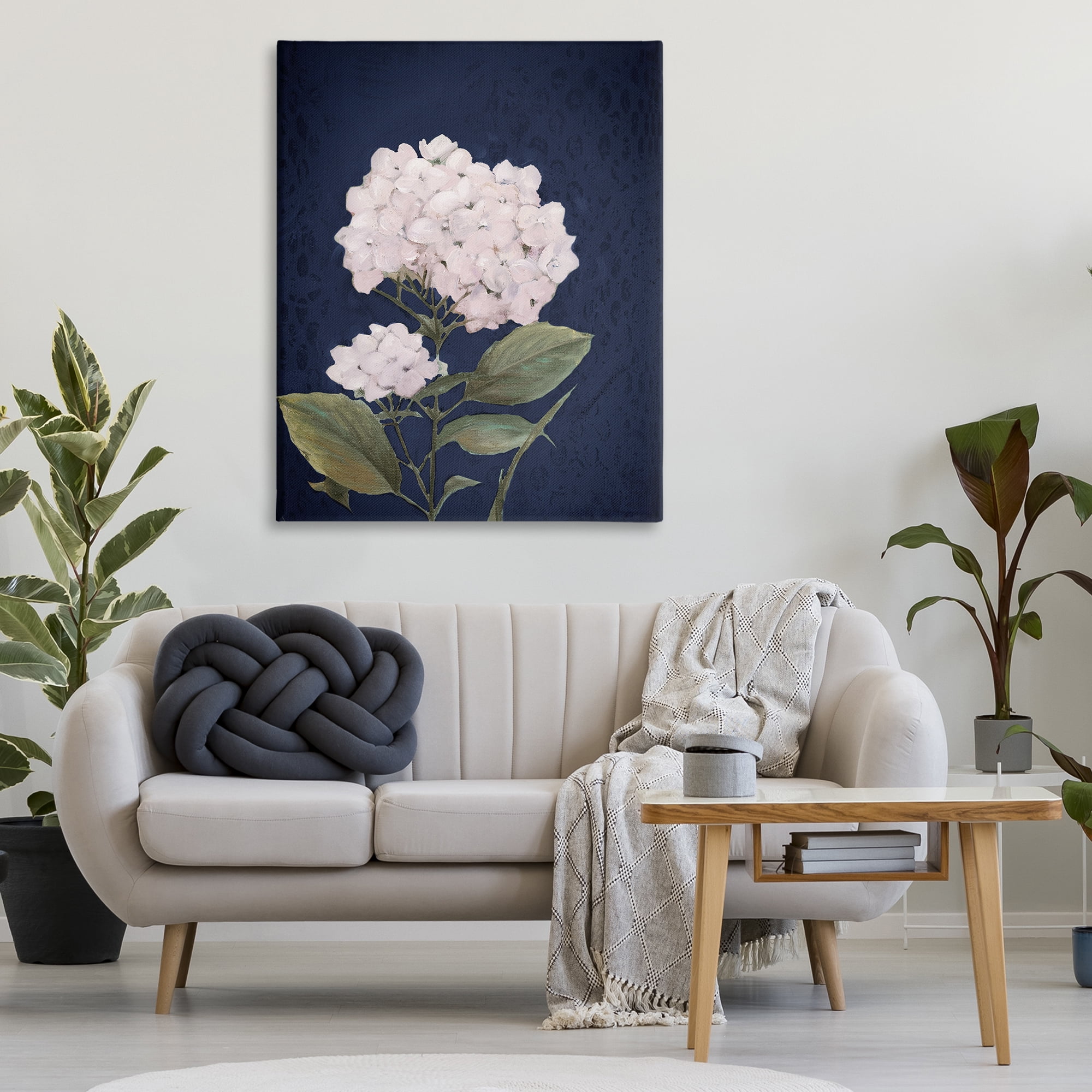 Stupell Industries White Hydrangea Blossom Botanical & Floral Painting Gallery Wrapped Canvas Art Print Wall Art, 36 x 48