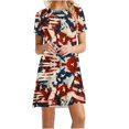 thumbnail image 2 of SMihono Robe d'Été Grande Taille pour Femmes 2023 Mode Fête de l'Indépendance Imprimée Col Rond Manches Courtes Robe, 2 of 6