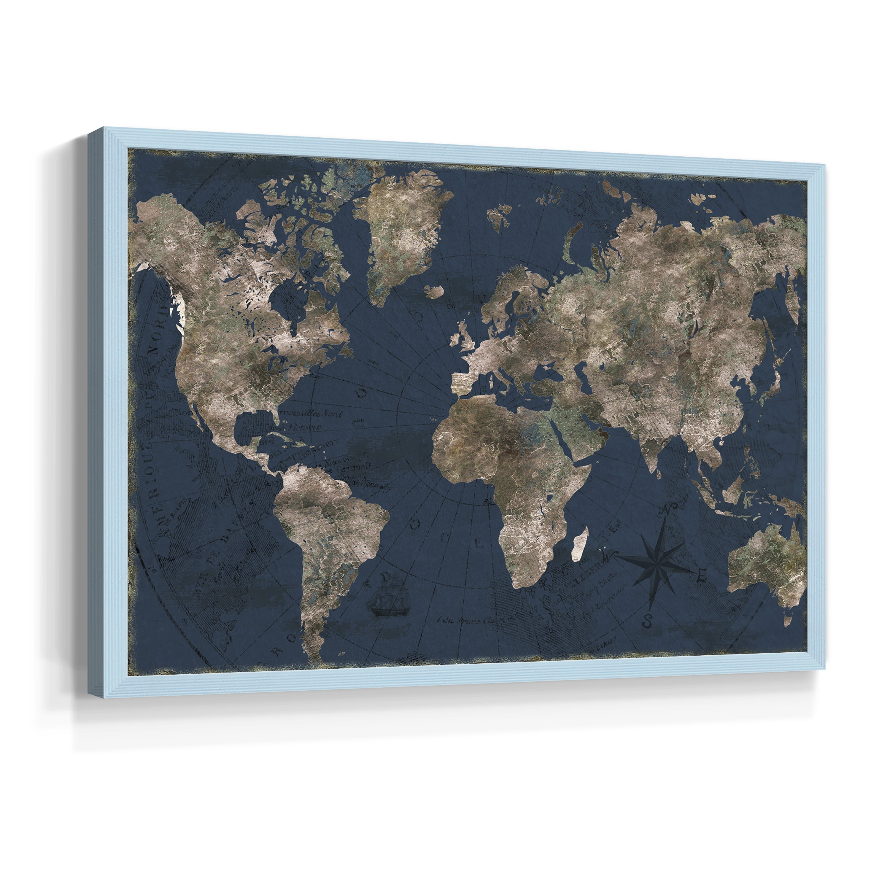 Navy Atlas by CAD Designs - Restickable Framed Giclée Print