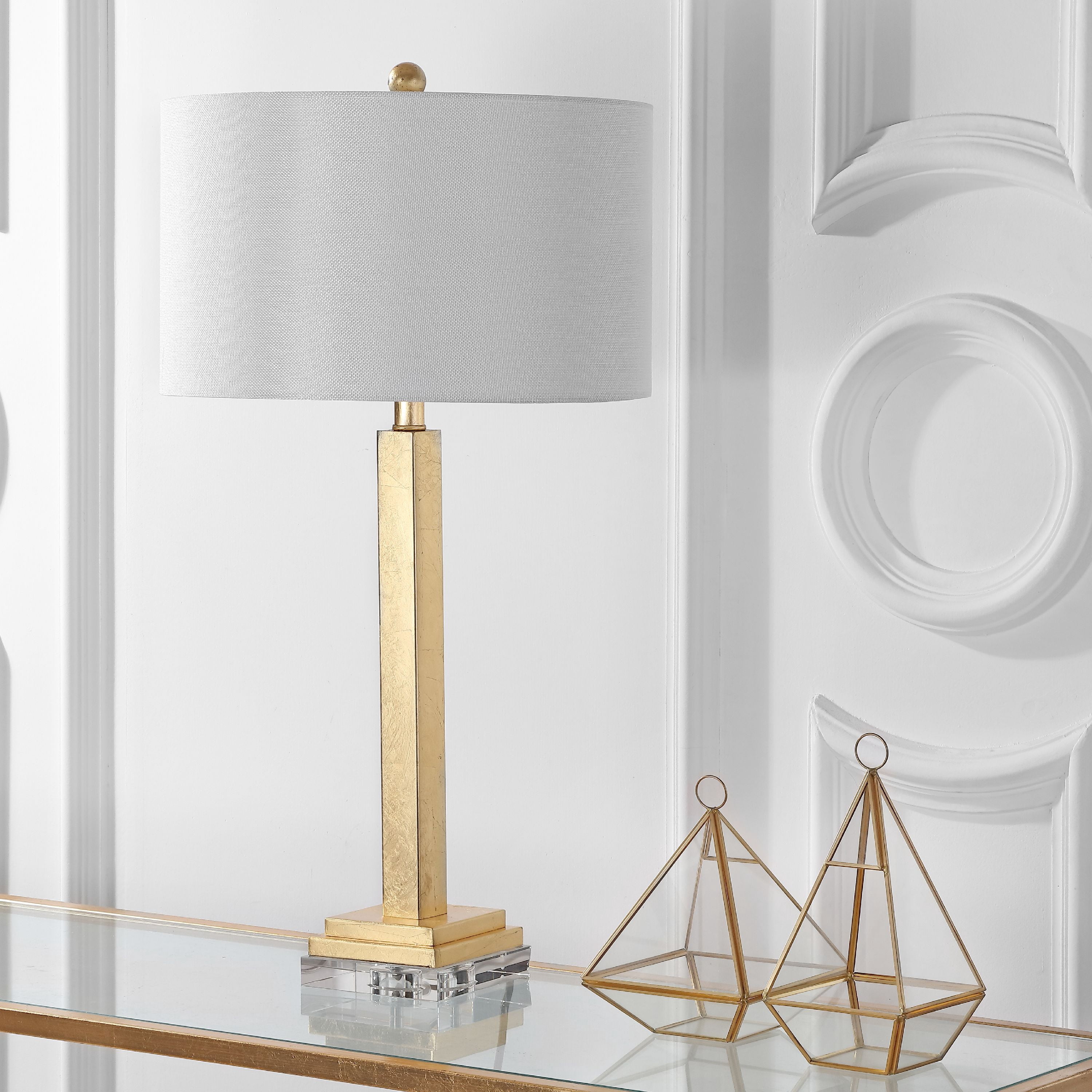 SAFAVIEH Perri 30 in. High Crystal Base Table Lamp, Gold, Set of 2