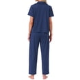thumbnail image 3 of INSPIRE CHIC Women's Button Up Pajama Sets Short Sleeve Shirt Long Pants Lounge Set Sleepwear 2026 M Navy Blue, 3 of 6