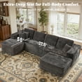 thumbnail image 3 of Ovios 133" Oversized Modular Sectional Sofa U-Shaped Corduroy Couch with Chaise & Ottoman Deep-Seat Sofa Set for Living Room, Gray, 3 of 10