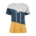thumbnail image 4 of Favoffer Womens Printed Blouses V Neck Tie Front Short Sleeve Loose Fit Casual Tops Soft Shirts for Holiday Street Dating Weekend, 4 of 5