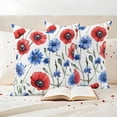 thumbnail image 3 of Blue Poppy Flower Outdoor Waterproof Pillow Covers, Watercolor Red Independence Day Decorative Square Throw Pillowcase Sofa Cushion Sham for Patio/Couch/Chair, 18"x18" 2 Pack, 3 of 8