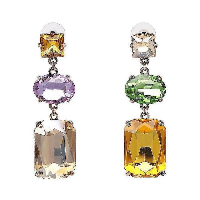 Pendientes colgantes geométricos con forma de gota de agua y cristales redondos con colgante de diamantes de imitación, 51094-MT