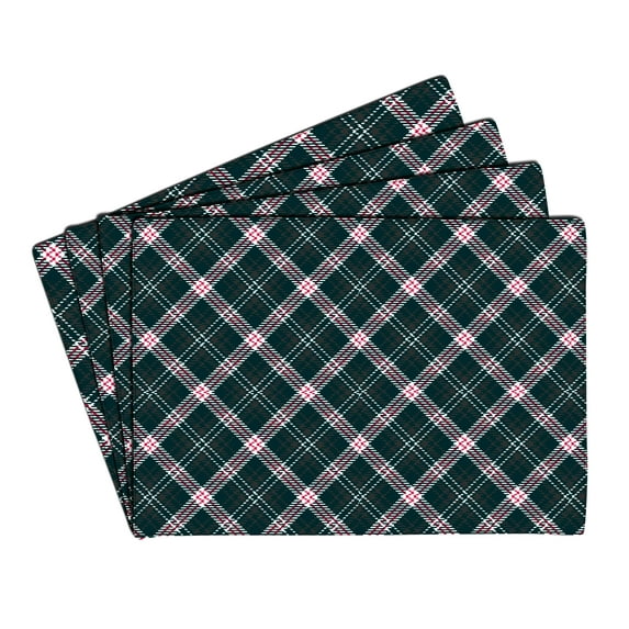 eloria Check Design Heat Resistant Placemats Dining Table Mats Cotton Canvas, Set of 4