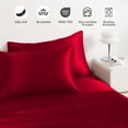 thumbnail image 4 of 2 Pack Silky Satin Standard Pillowcases for Hair and Skin, Super Soft and Cooling Pillow Cases with Envelope Closure, 20x26 Inches, Red, 4 of 7