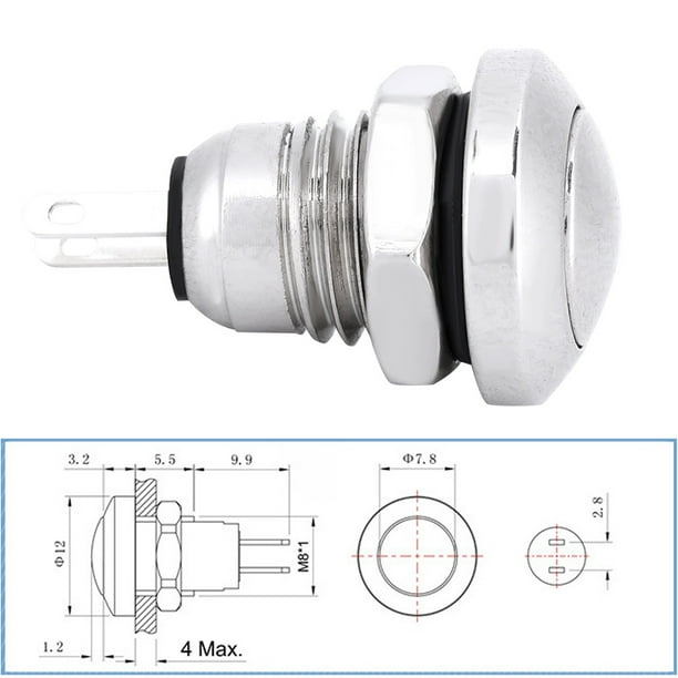 Botón pulsador momentáneo, 1 A, 24 V, 8 mm, mini botón pulsador para automóvil, botón pulsador momentáneo elegante y moderno