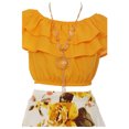 thumbnail image 4 of Big Girls' Off Shoulder Ruffle Crop Top Skirt Summer Easter Holiday Set Outfit Mango WT 8 (J21KS30S), 4 of 4