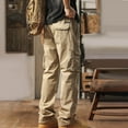 thumbnail image 4 of Qgtaibl Cotton Cargo Pants for Men Drawstring Elastic Waist Straight Leg Athletic Pant Multi-Pockets Hiking Joggers Tactical Pants Khaki (Mens 1X), 4 of 4
