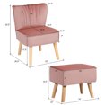 thumbnail image 2 of Patiojoy Chair Ottoman Set Modern Curved Tufted Sofa Chair Set with Velvet Upholstery Pink, 2 of 5