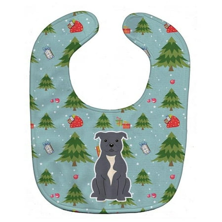 

Christmas Staffordshire Bull Terrier Blue Baby Bib