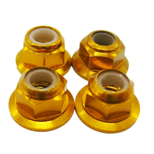 Vogacara RCGOFFLOW 4 Uds tuerca de neumático duradera y resistente al óxido de aleación de aluminio para tuerca de neumático 1/10 Rc HPI Kits de construcción modelo Dorado