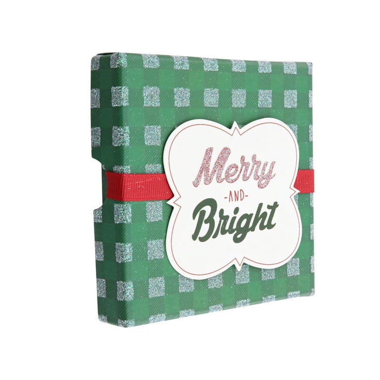 Christmas Gift Card Holder Boxes with Ribbon & Glitter (Set of 4) 