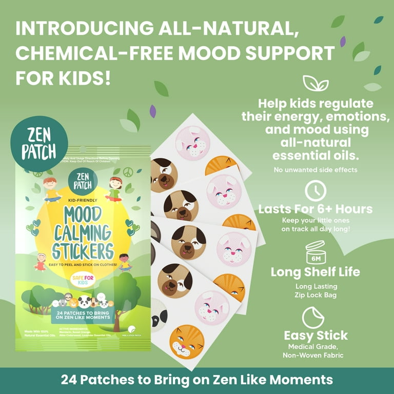 NATPAT BuzzPatch Zen Patch Mood Calming Stickers for Kids and Adults (24  Pack) – The Natural Patch - Chemical and Drug Free, Mood Support for