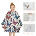 thumbnail image 6 of Colorful Butterfly Floral Leaf Blue Pattern Blanket Hoodies for Kids 6-13YR Oversize Wearable Blanket Hoodies for Boys Girls Teens, 6 of 7