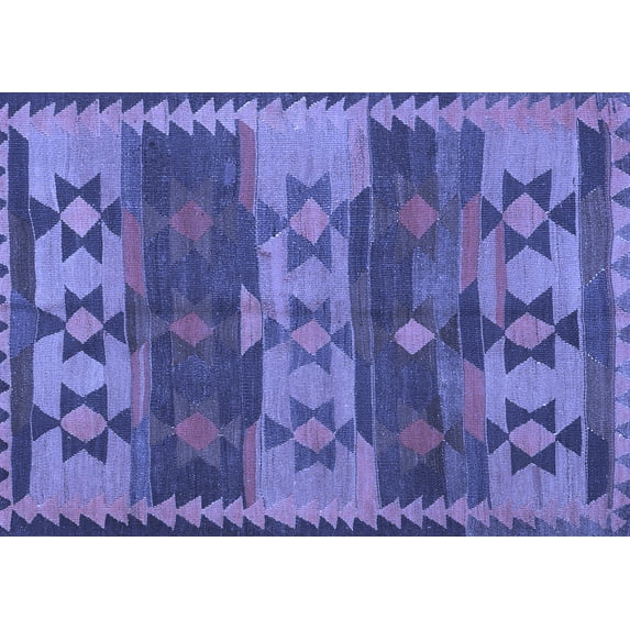 Ahgly Company Indoor Rectangle Southwestern Blue Country Area Rugs, 2' x 4'