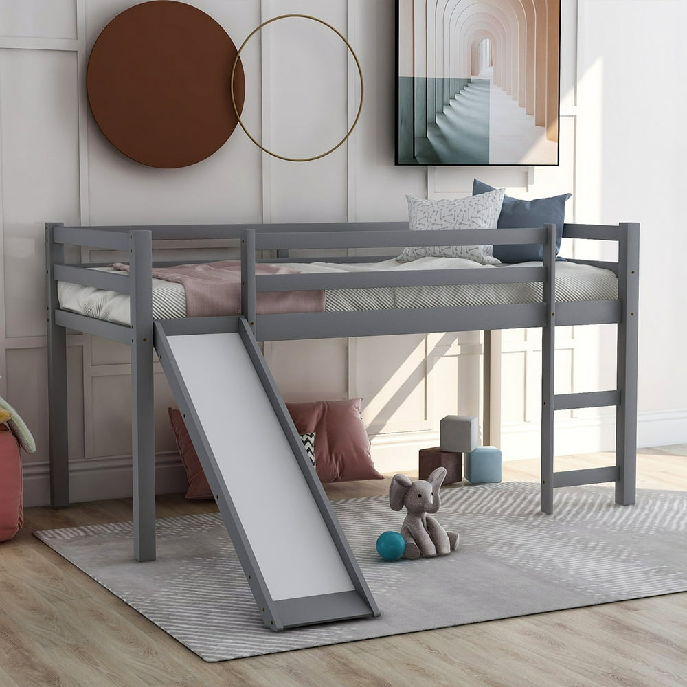 Kids Bed With Slide For Boys And Girls, Multifunctional Twin Size