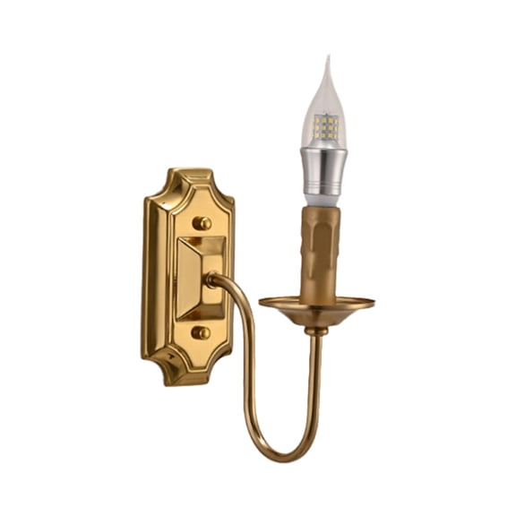3W Vintage Candlestick Wall Sconce E14 Base Metal Wall Light for Fixture Bedroom Living Room Hallway Bronze