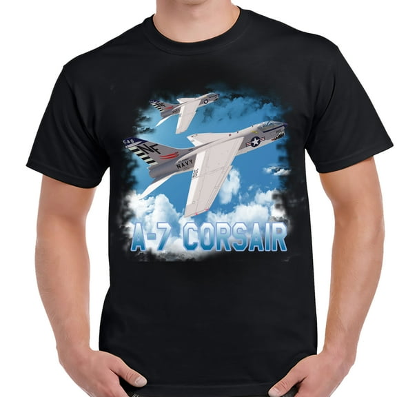A-7 Corsair II In The Clouds Black Shirt-XL