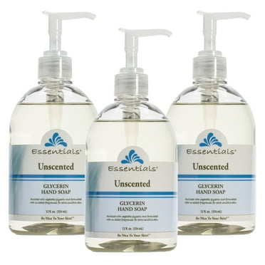 Essentials Glycerin Liquid Hand Soap, Unscented, 12-Fluid Ounce, Pack of 3