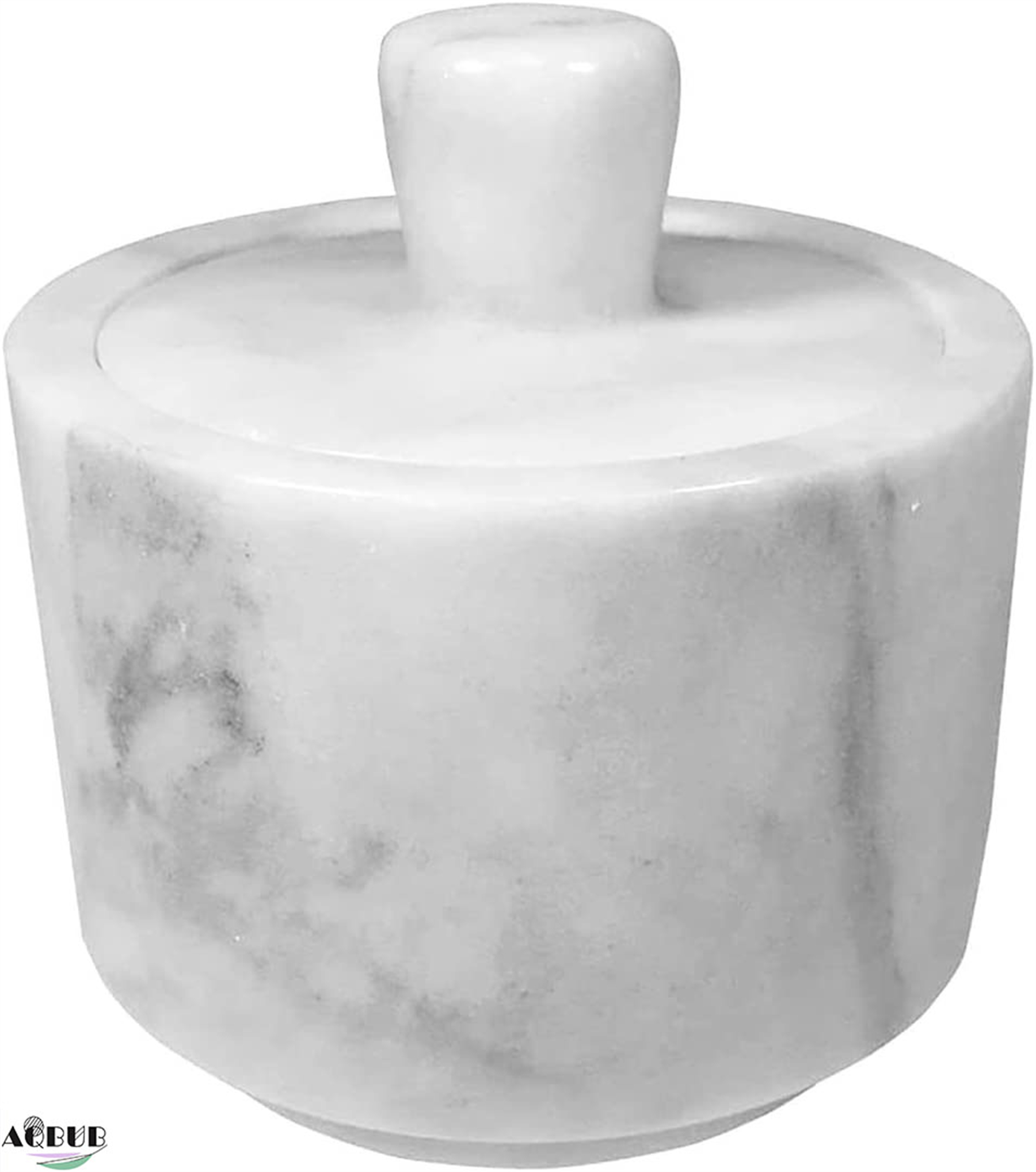 Marble salt cellar with lid, salt storage container, for counter