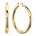 thumbnail image 1 of 14K Yellow Gold 4MM Shiny Round Tube Hoop Earrings, 40mm, 1 of 1