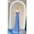 thumbnail image 3 of Vestido de fiesta de sirena con cuentas, vestido de celebridad de lujo, Color dorado, rosa, dividido, Sexy, correa de espagueti, lentejuelas, 3 of 5