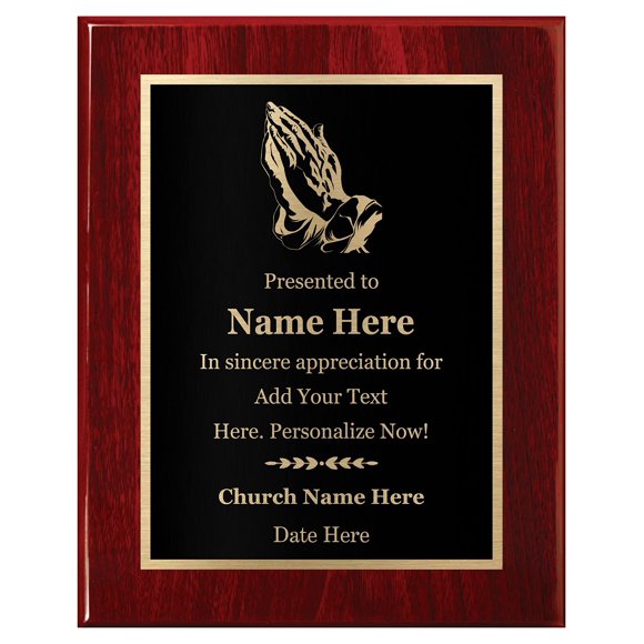 Personalized Religious Award 8x10, Customized Plaque for Church, Temple - Executive Series Mahogany Piano Wood Board, Modern Design - Customize Now - Engraving Included!