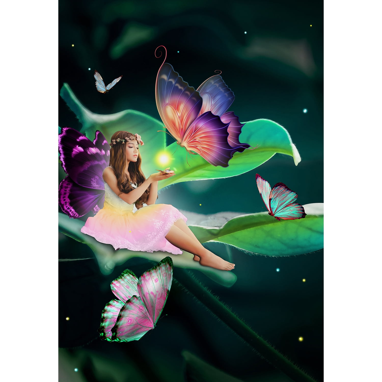 America Forever Enchanting Fairy House Flag - 28 x 40 Inch - Magical Fantasy Fairy Tales Butterflies Spring Summer Seasonal Yard Outdoor Decorative Double Sided Flag