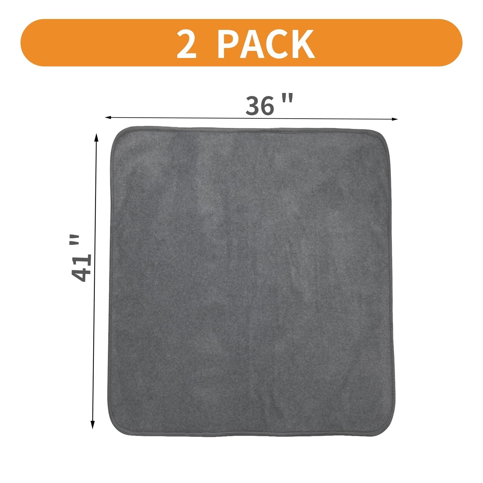 2 Packs Extra Large Reusable Dog Mat for Floor, Non-Slip Washable Pee Pads for Dogs, Fast Absorbent Pet Whelping Pads, Puppy Playpen Mat for Incontinence, Housebreak, Crate, 36x48in, Gray