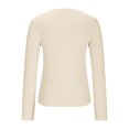 thumbnail image 4 of Fanxing Hauts de Sortie pour Femmes Crop Top Y2K Extensible Col Rond Manches Courtes Ajusté T-Shirts Beige,S, 4 of 8