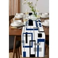 thumbnail image 2 of Blue Black Geometric Table Runner Modern Minimalist Stripes Aesthetic Tablerunners 16 x 72 Inch, Table Decorations Tabletop Scarf for Summer Gathering Holiday Farmhouse Kitchen Dining Decor, 2 of 6