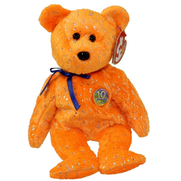 TY Beanie Baby DECADE the Bear (Orange Version) (8.5 inch) Walmart