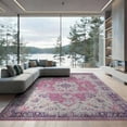thumbnail image 2 of ODIKA 8'x10' Washable Area Rug Non-Slip Chair-Friendly Mat Pink Purple Distressed Petal Vine Botanical Transitional for Dining Room, Large Office, Lounge, 2 of 7