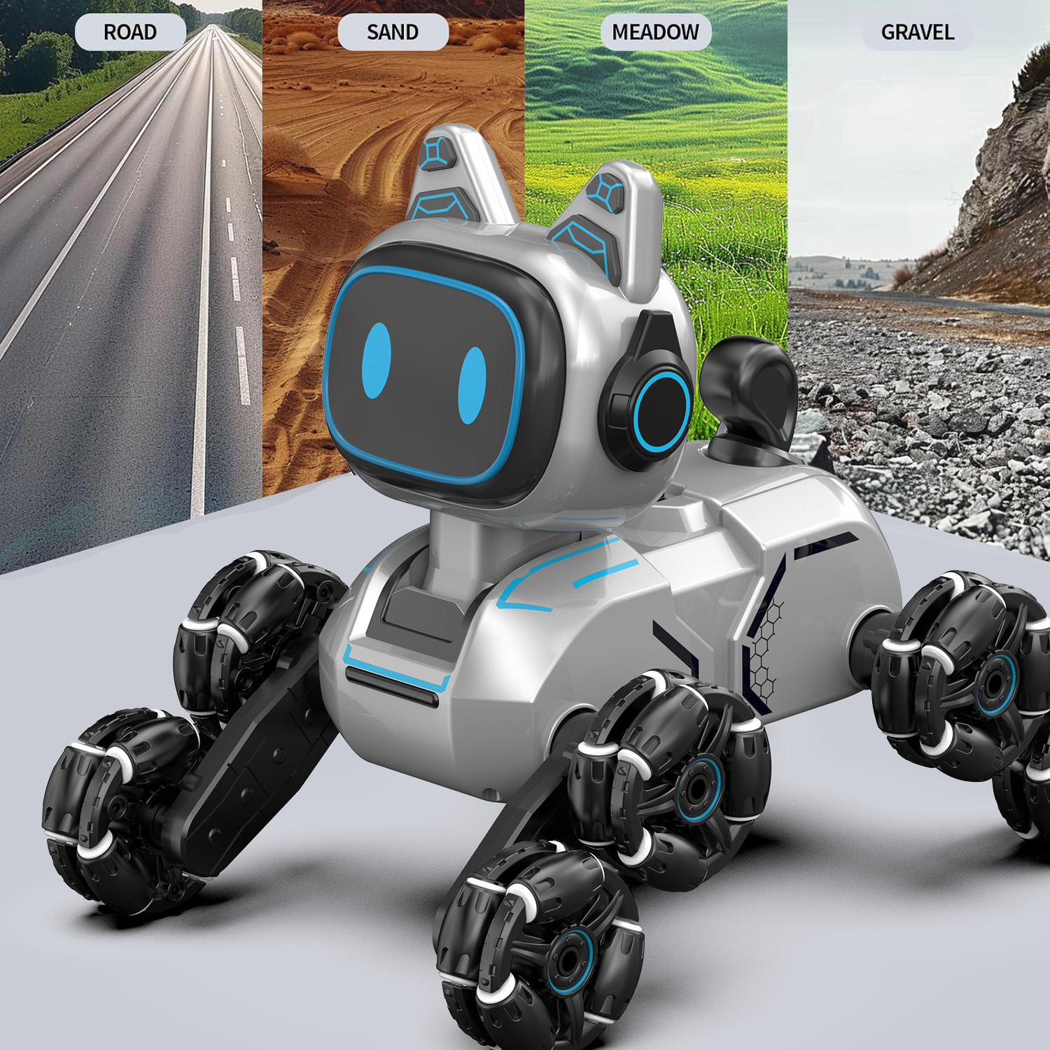 Burufy Rc Robot Dog Toys for Kids, Intelligent Robot Toys with Light & Sound, 8WD Stunt RC Dog Robot Toy Gift for Boys Girls