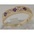 thumbnail image 2 of LBG 18k Yellow Gold Cultured Pearl and Amethyst Womens Band Ring - Sizes 4 to 12 Available, 2 of 6
