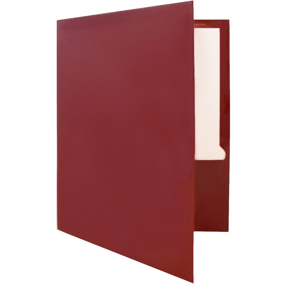JAM Paper Glossy Two Pocket Folders, Maroon Red, 25 per Pack