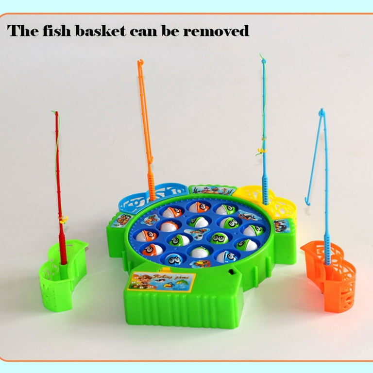 Buy myhoodwink Fishing Game Toy Set with Rotating Board, Now with Music  On/Off Switch for Quiet Play, Includes 45 Fish and 4 Fishing Poles