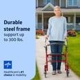 thumbnail image 2 of Andador de acero Medline con asiento, rojo, capacidad de peso de 136 kg, ruedas de 20 cm, plegable, asas ajustables, para personas mayores con movilidad reducida, 2 of 5