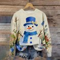 thumbnail image 4 of Women Tops Women's Long Sleeve Sweatshirt Casual Crewneck Loose Fit Pullover Fleece Tops with Christmas Print for Fashionable Holiday Outfits,Beige,M, 4 of 6