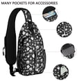 thumbnail image 2 of Sling Backpack,Black Halloween Ghost Pumpkin Pattern Crossbody Bag with Water Bottle Holder,Waterproof Sling Bag for Men/Women with Chest Phone Holder for Hiking,Travel, 2 of 6