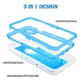 thumbnail image 4 of Bastex Apple iPhone XR Tough Defender Sparkling Liquid Glitter Heart Case Cover Blue, 4 of 4