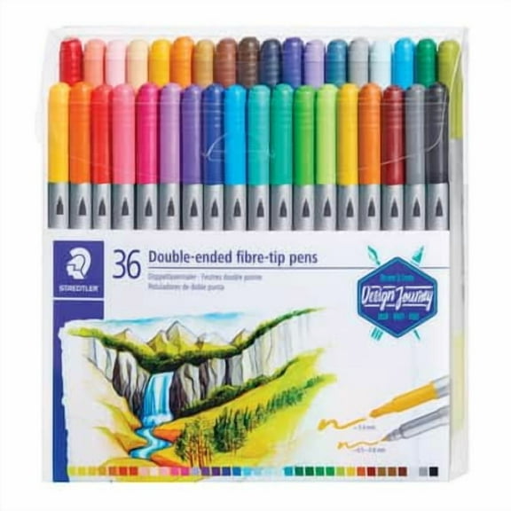 6 Packs: 36 ct. (216 total) Staedtler Duo-Color Fibre-Tip Pens