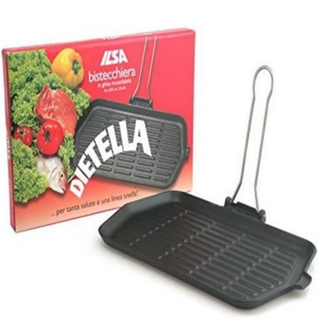 9.5 in. Cast Iron Grill-Square Enamel Coated with Removable Handle