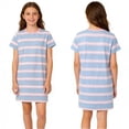 thumbnail image 2 of YOUYEDIAN Girls Summer Dress Short Sleeve Striped T Shirt Crop Dresses Casual Fashion Crewneck Sundress (Gray, 6-7 Years), 2 of 6