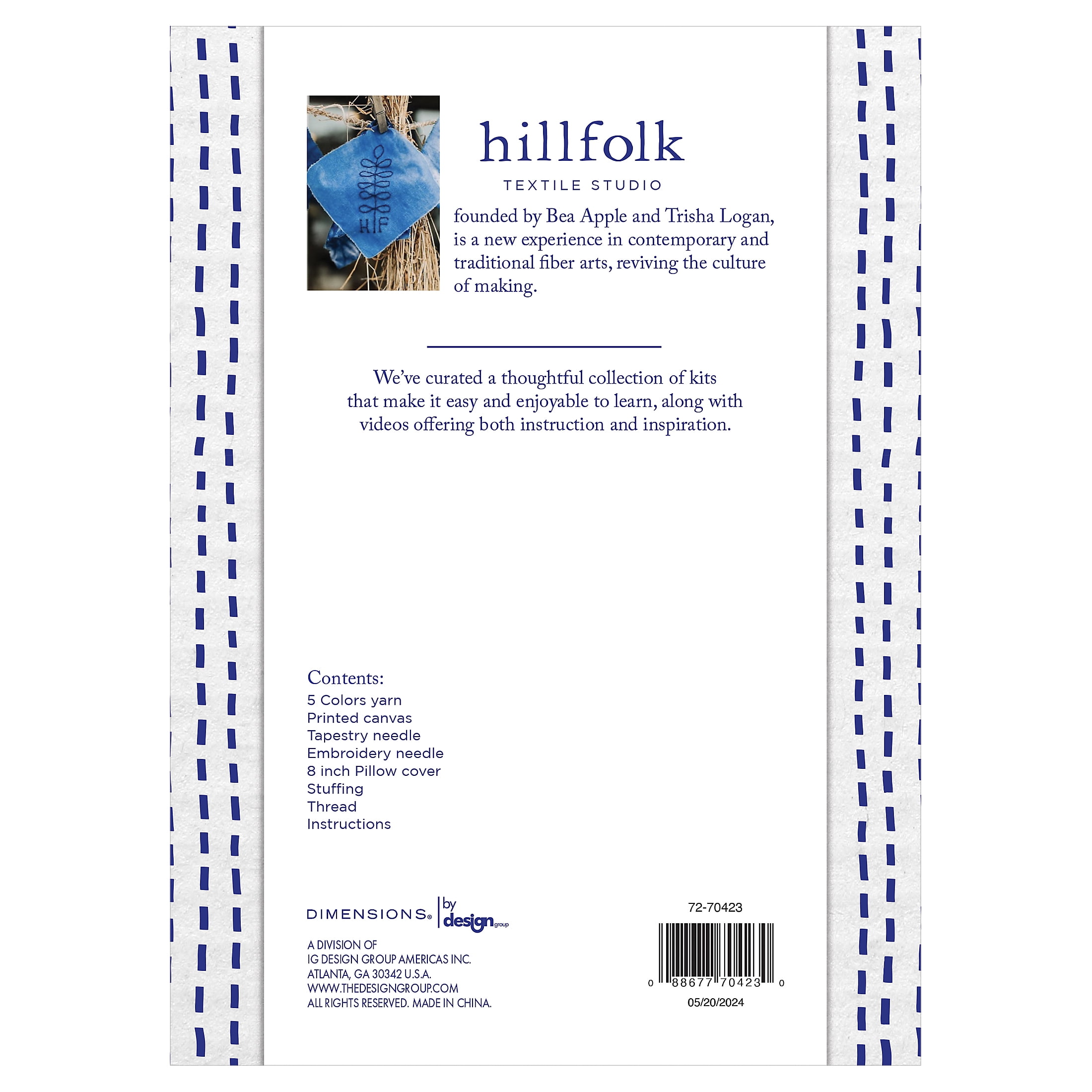 Hillfolk Bargello Mushroom Kit- Includes Printed 8" X 8" Bargello Canvas, Prefinished Pillow Case, Yarn, Needle, Fiber Fill And Instructions. Makes One 8" X 8" Pillow.