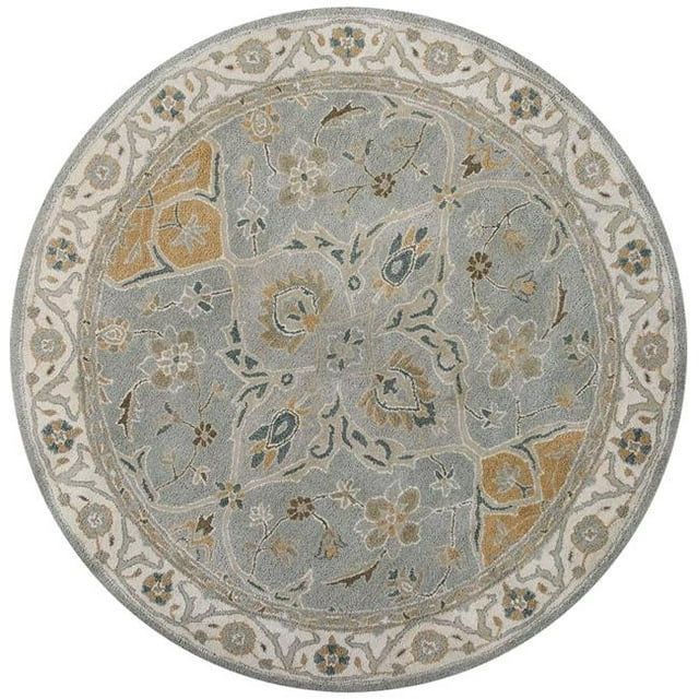 HomeRoots 349707 5 ft. 6 in. Round Wool Slate Area Rug