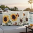 thumbnail image 5 of Sunflower Pillow Covers 2 Pack Summer Floral Bee Pastoral Style Vintage Background Pillowcase Waterproof Outdoor Throw Pillow Cover for Patio Balcony Rectangular Cushion 20”x12”, 5 of 9